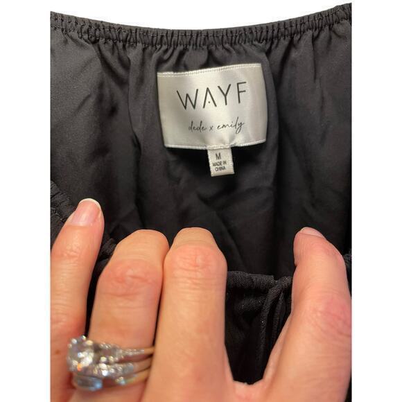 WAYF x BFF Sarah Silver Metallic & Black Off the Shoulder Top Sheer Long Sleeves - Picture 4 of 12